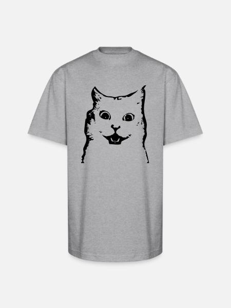 surprised cat - Unisex Oversized Heavyweight T-Shirt - heather gray
