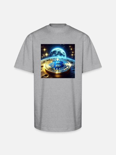 Blue Gold Crypto Coin - Unisex Oversized Heavyweight T-Shirt - heather gray