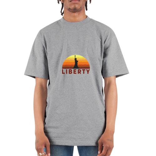 USA: Sunset Liberty Bold - Unisex Oversized Heavyweight T-Shirt