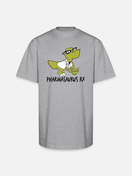 Pharmasaurus Rx Pharmacy Gift - Unisex Oversized Heavyweight T-Shirt - heather gray