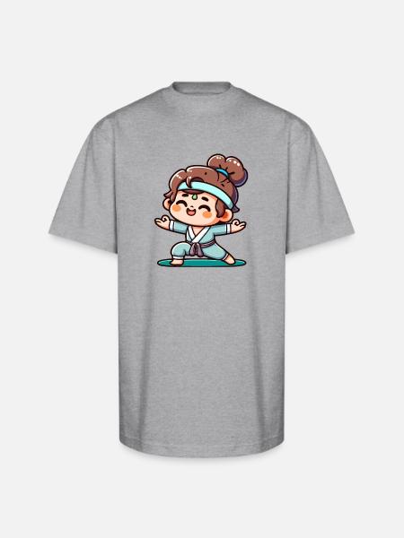 Happy Little Yogi - Unisex Oversized Heavyweight T-Shirt - heather gray