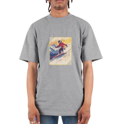 Skiing Through Snow Dreams - Unisex Oversized Heavyweight T-Shirt