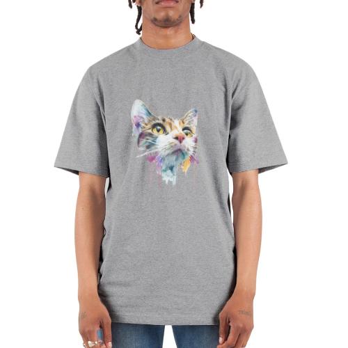 Chromatic Cat Splash - Unisex Oversized Heavyweight T-Shirt