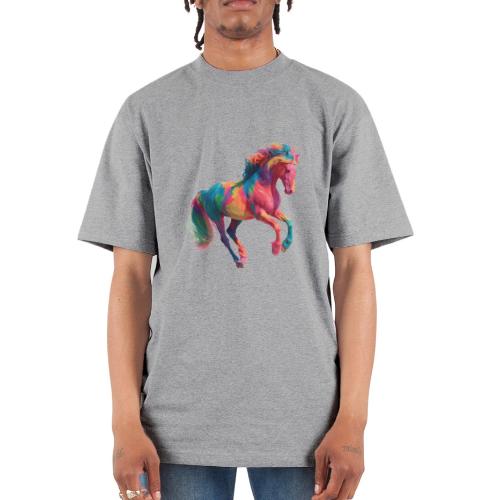 Colorful Paint Splatter Horse Art - Unisex Oversized Heavyweight T-Shirt