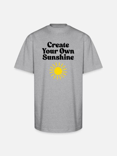 Vivid Sunburst Emblem Design - Unisex Oversized Heavyweight T-Shirt - heather gray