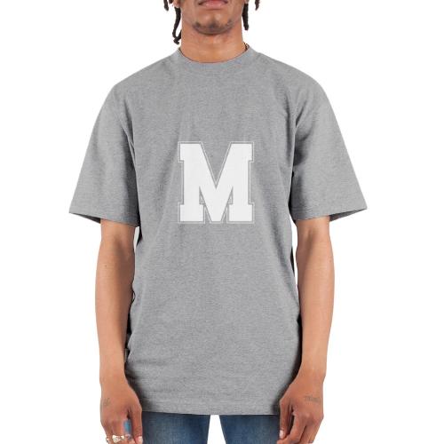 White Letter M – Varsity Alphabet Monogram - Unisex Oversized Heavyweight T-Shirt