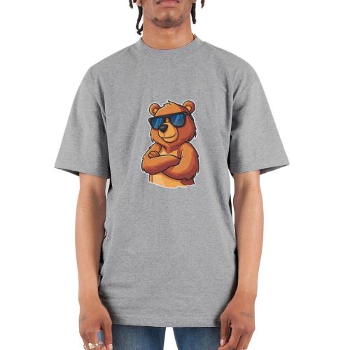 Cool Bear Sunglasses Cartoon Design - Unisex Oversized Heavyweight T-Shirt