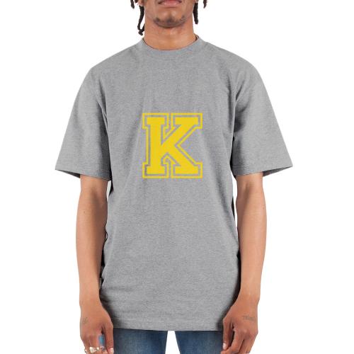 Letter k – Capital Athletic Alphabet Monogram - Unisex Oversized Heavyweight T-Shirt