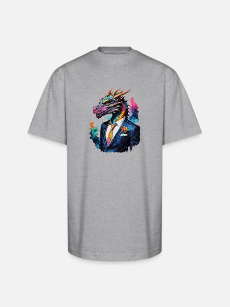 Dragon in suit - Unisex Oversized Heavyweight T-Shirt - heather gray