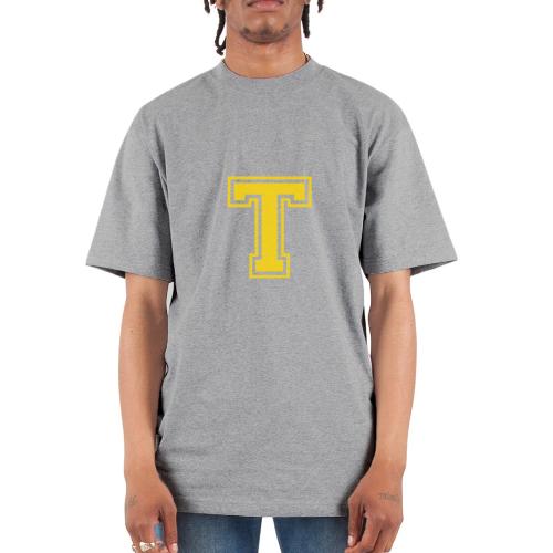 Letter T – Capital Athletic Alphabet Monogram - Unisex Oversized Heavyweight T-Shirt