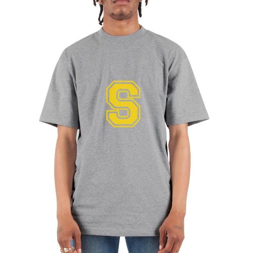 Letter S – Capital Athletic Alphabet Monogram - Unisex Oversized Heavyweight T-Shirt