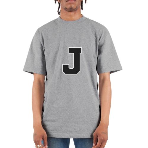 Varsity Letter J Athletic Alphabet Graphic - Unisex Oversized Heavyweight T-Shirt