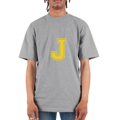 Letter J – Capital Athletic Alphabet Monogram - Unisex Oversized Heavyweight T-Shirt
