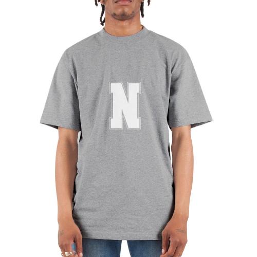 White Letter N – Varsity Alphabet Monogram - Unisex Oversized Heavyweight T-Shirt