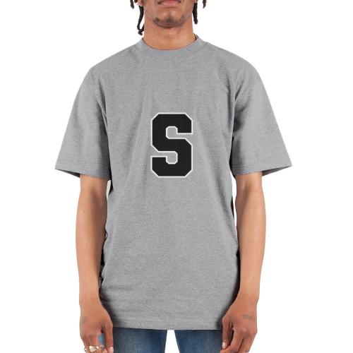 Varsity Letter S Collegiate Alphabet Art - Unisex Oversized Heavyweight T-Shirt