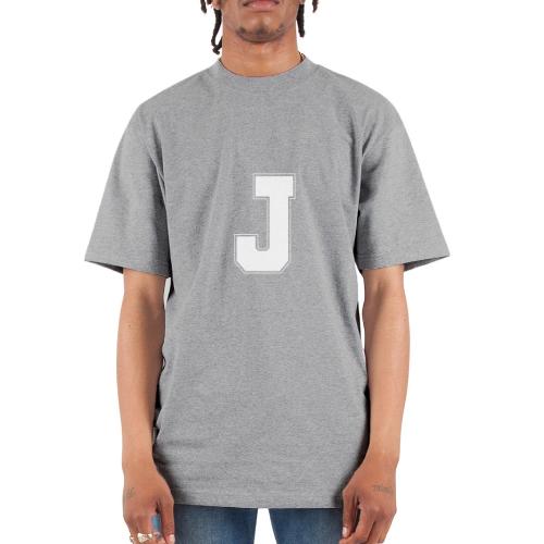 White Letter J – Varsity Alphabet Monogram - Unisex Oversized Heavyweight T-Shirt