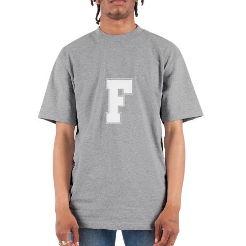 White Letter F – Varsity Alphabet Monogram - Unisex Oversized Heavyweight T-Shirt