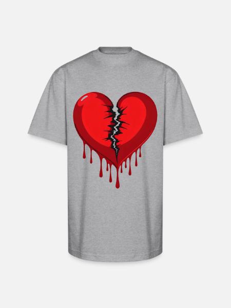 broken heart - Unisex Oversized Heavyweight T-Shirt - heather gray