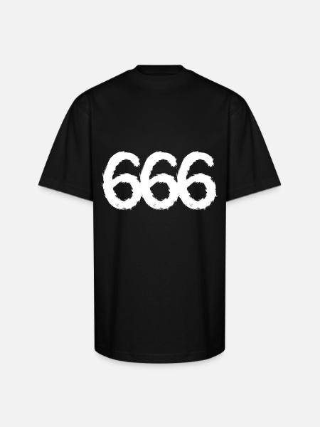 666 symbol number white - Unisex Oversized Heavyweight T-Shirt - black