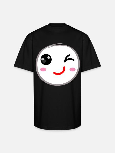 Winking face, Wink smile - Unisex Oversized Heavyweight T-Shirt - black