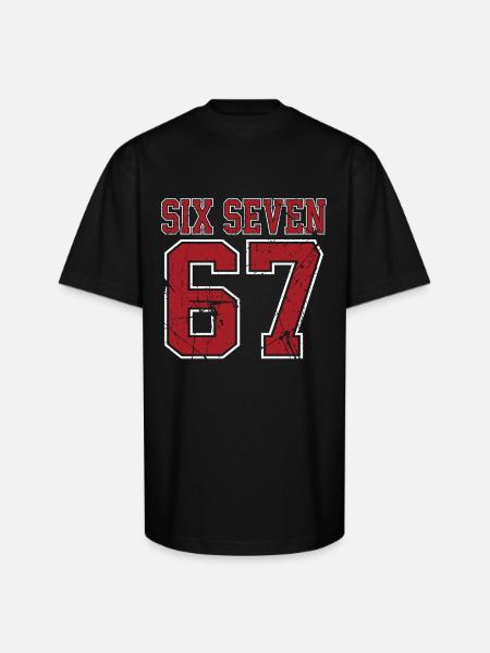 67 - Six Seven SixSeven 6-7 - Unisex Oversized Heavyweight T-Shirt - black