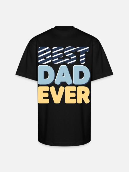 Best Dad Ever Striped Letters - Unisex Oversized Heavyweight T-Shirt - black