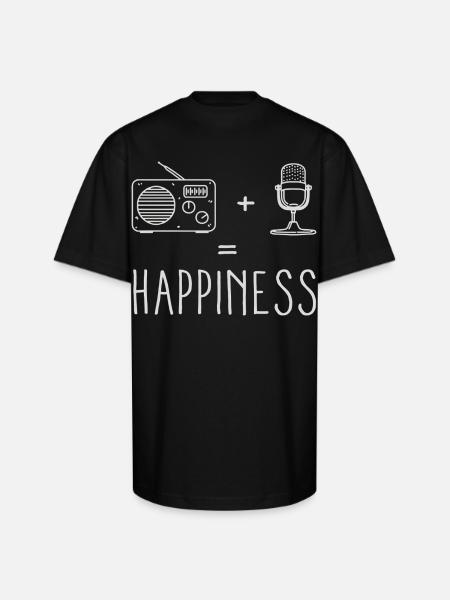 Radio + Microphone = Happiness - Unisex Oversized Heavyweight T-Shirt - black