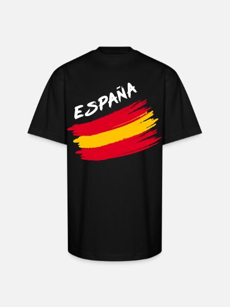Espana Spain Spanish Flag Brush Design - Unisex Oversized Heavyweight T-Shirt - black