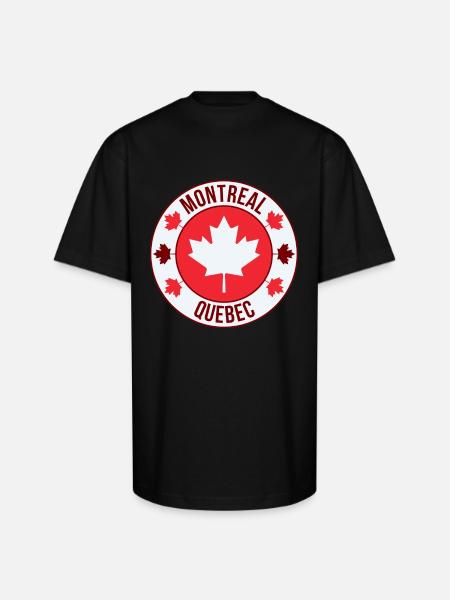 Montreal Maple Crest Emblem - Unisex Oversized Heavyweight T-Shirt - black