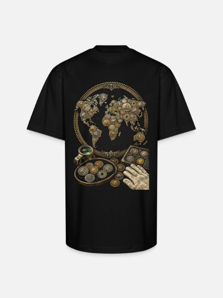 Coin collector Numismatist - Unisex Oversized Heavyweight T-Shirt - black