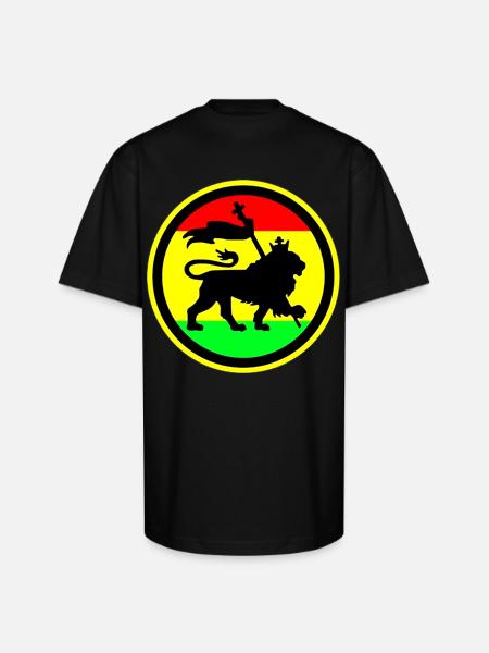Rasta Lion - Unisex Oversized Heavyweight T-Shirt - black