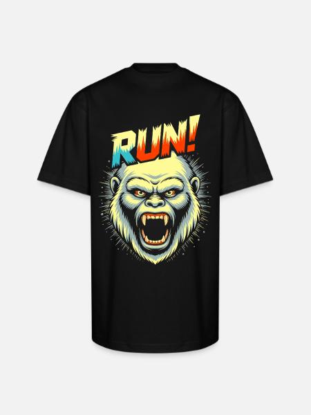 RUN! – Screaming Yeti Face - Unisex Oversized Heavyweight T-Shirt - black