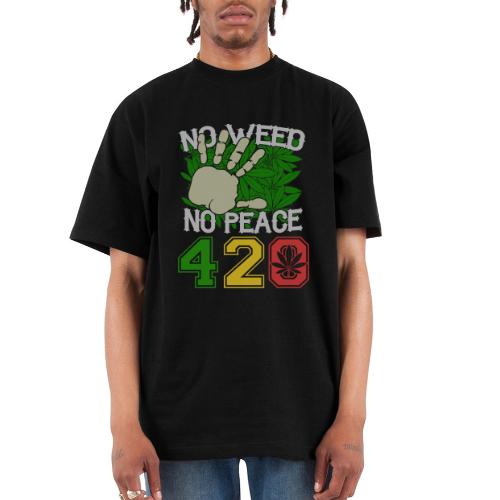 Ha Ha Funny 420 No Weed No Peace Weed Marijuana - Unisex Oversized Heavyweight T-Shirt