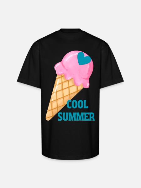 Ice Cream Heart Summer Vibe - Unisex Oversized Heavyweight T-Shirt - black