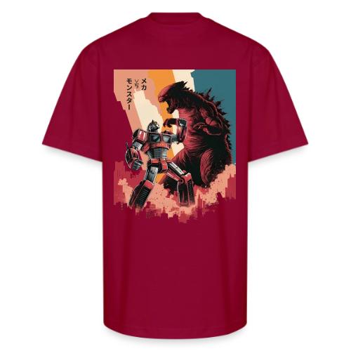 Steel vs Scales: Mecha vs Monster Battle Design - Unisex Oversized Heavyweight T-Shirt