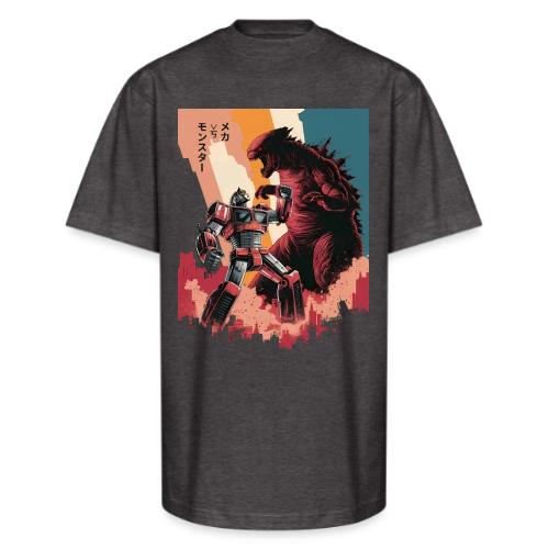 Steel vs Scales: Mecha vs Monster Battle Design - Unisex Oversized Heavyweight T-Shirt