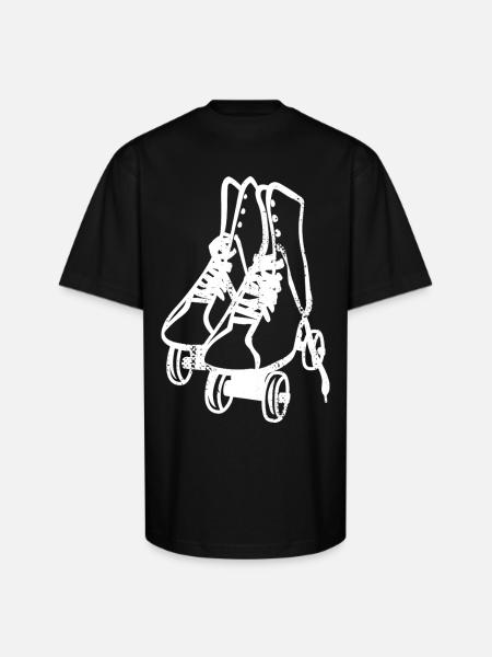 Retro Roller Skates - Unisex Oversized Heavyweight T-Shirt - black