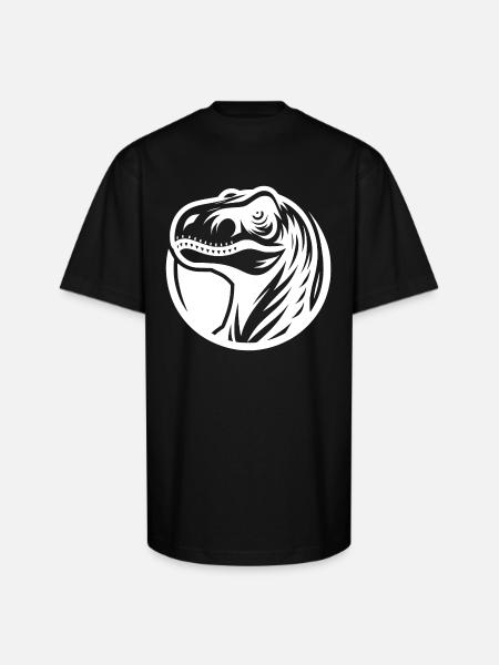 Grinning Raptor Logo Style - Unisex Oversized Heavyweight T-Shirt - black