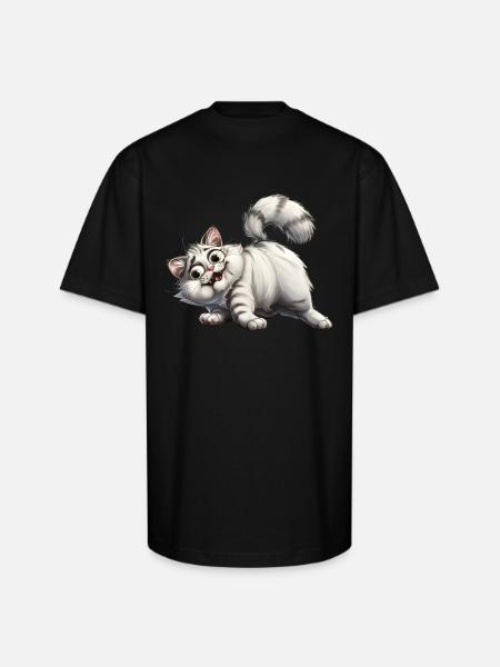 Funny Cat - Unisex Oversized Heavyweight T-Shirt - black