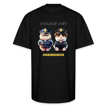 POLICE PET - Unisex Oversized Heavyweight T-Shirt - black - Front - James (184cm)