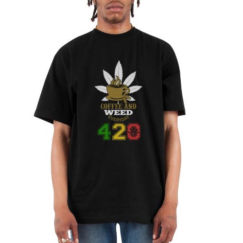 2024 420 Coffee & Smoke Weed Marijuana Design - Unisex Oversized Heavyweight T-Shirt
