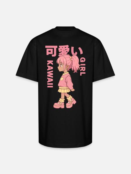 Kawaii Girl - Unisex Oversized Heavyweight T-Shirt - black