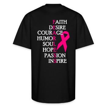 Breast Cancer - Fearless Breast Cancer Awareness - Unisex Oversized Heavyweight T-Shirt - black - Front - James (184cm)