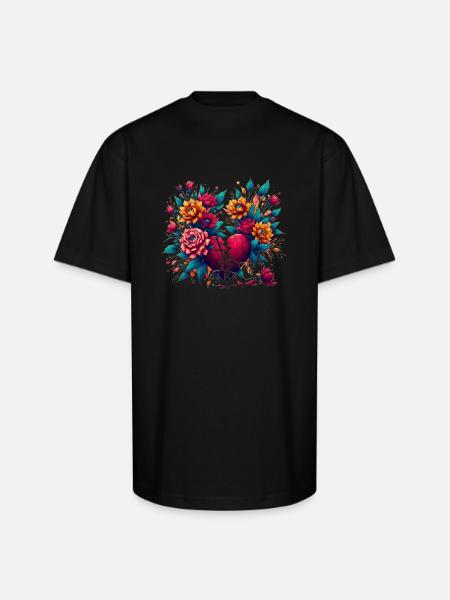 Broken Heart - Unisex Oversized Heavyweight T-Shirt - black