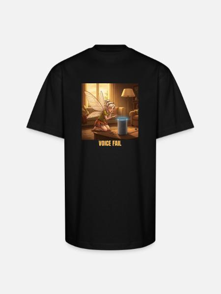Fairy's Tech Troubles - Unisex Oversized Heavyweight T-Shirt - black