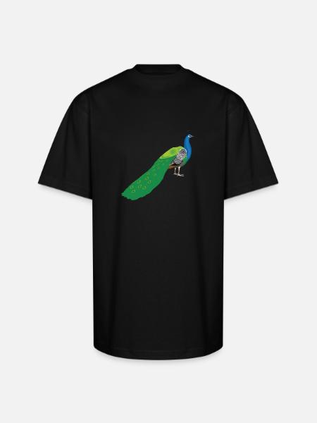 Peacock - Unisex Oversized Heavyweight T-Shirt - black