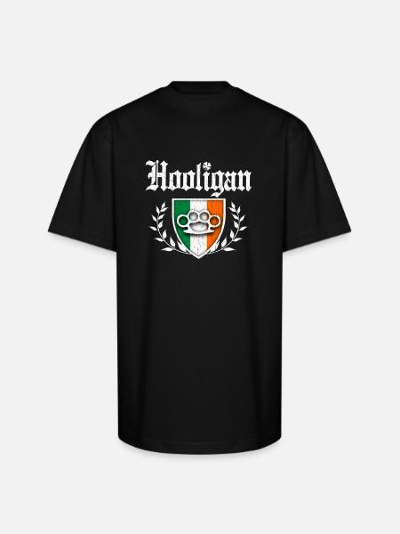 Irish Hooligan Crest vintage distressed look - Unisex Oversized Heavyweight T-Shirt - black