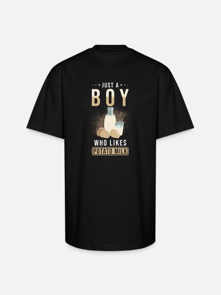 Potato Milk Saying - Unisex Oversized Heavyweight T-Shirt - black