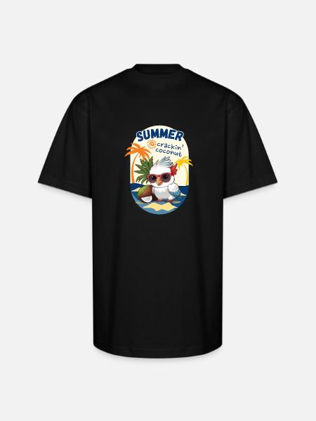 cockatoo and coconut - Unisex Oversized Heavyweight T-Shirt - black