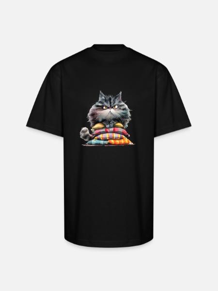 Funny Cat - Unisex Oversized Heavyweight T-Shirt - black